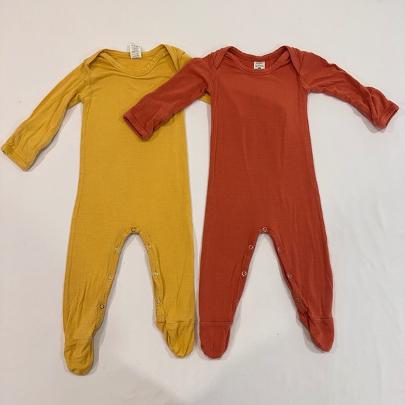 kate quinn Other - Kate Quinn Bamboo Viscose Footed Sleeper Set Kids 3-6M Yellow Orange Snaps